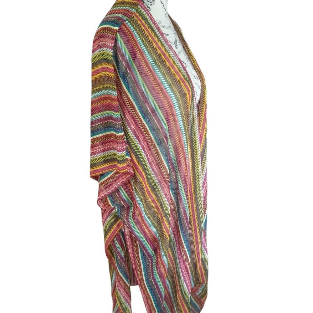 C established 1946 open long Sheer Cardigan Osfm Multicolor Boho Hippie Feminine